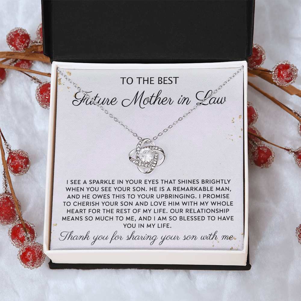 Future Mother In Law Necklace, To The Best Future Mother In Law Necklace From Son, Mother of the Groom Gift Necklace From Bride Wedding Gift Love Knot Pendants from Bride, Jewelry Gift For Women
