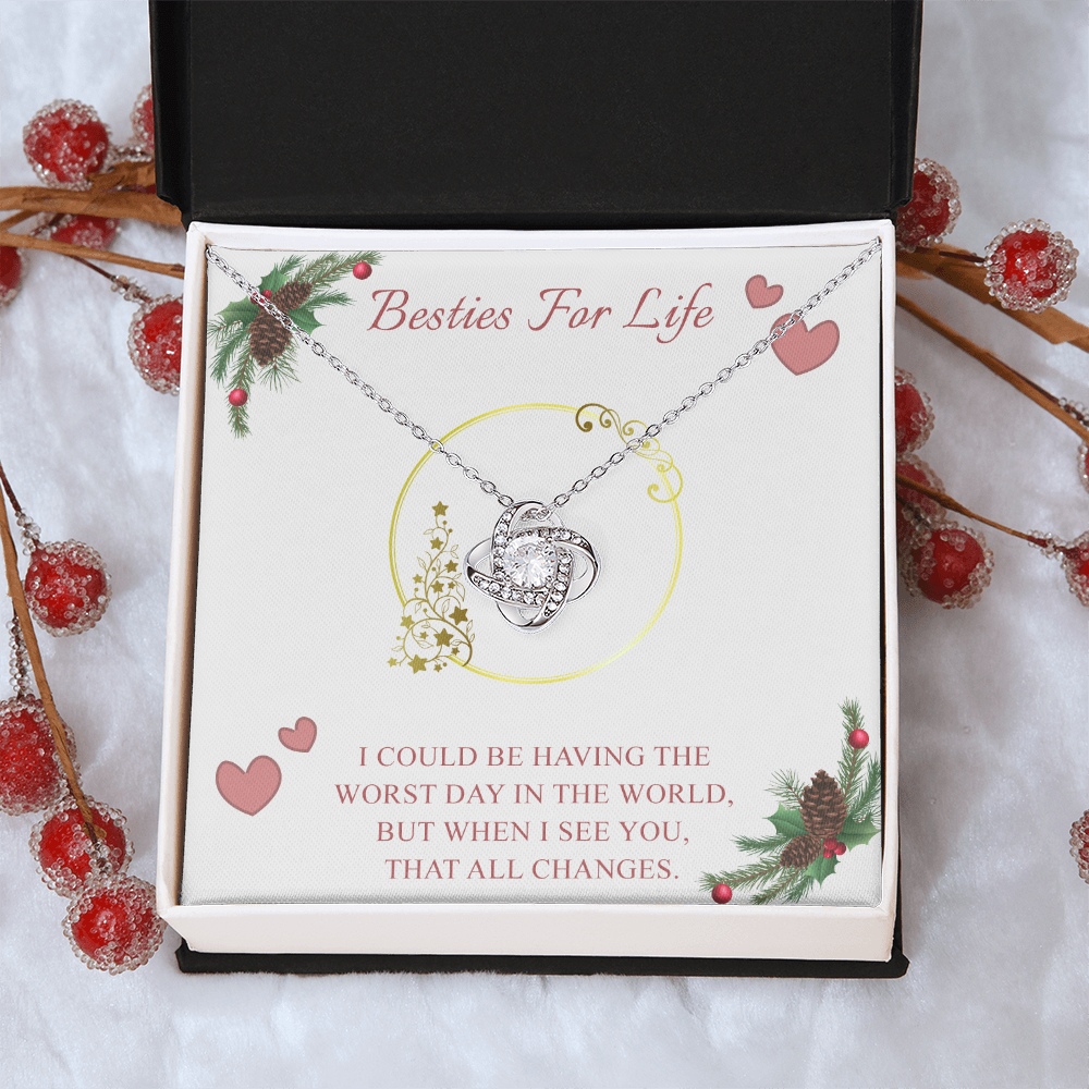 Gifts Necklace For Besties, To My Besties Love Knot Necklace From Friend, Best Friend Birthday Gift Necklace, Long Distance Best Friend Necklace, Besties For Life Necklace Jewelry Gift For Girls