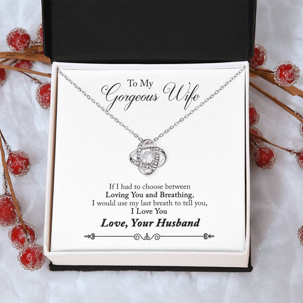 Gorgeous Wife Necklace, To My Gorgeous Wife Necklace From Husband Wife Love Knot Necklace Jewelry Gift For Women Badass Wife Gift Necklace Gorgeous Wife Gift Necklace Soulmate Gift Love Knot Pendant