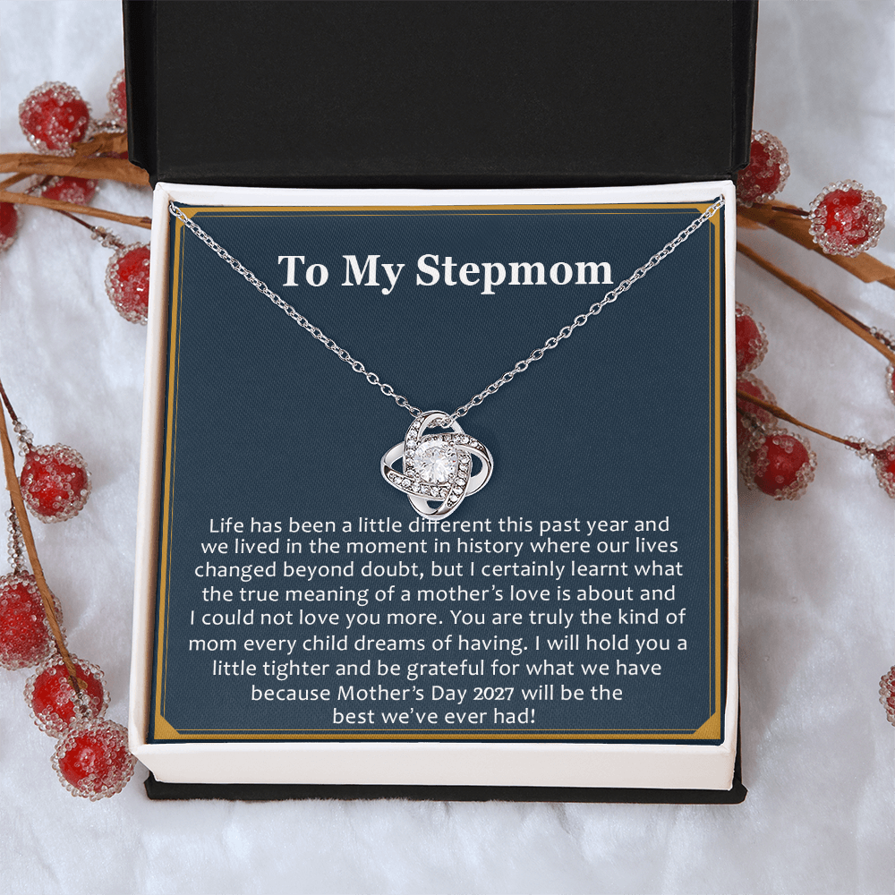 Mothers Day 2027 Gift for Stepmom, To My Step Mom Love Knot Necklace