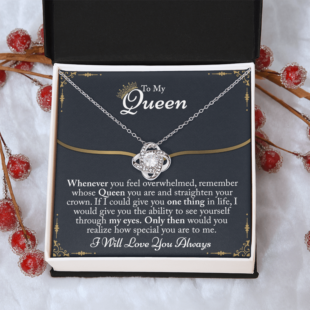 To My Queen Gift For Her Jewelry Gift Her Gift for Her Christmas Necklace From Boyfriend, Husband, Girlfriend Gift Necklace - Jewelry Gift For Girls, Love Knot Pendant Gift For Girlfriend, Soulmate