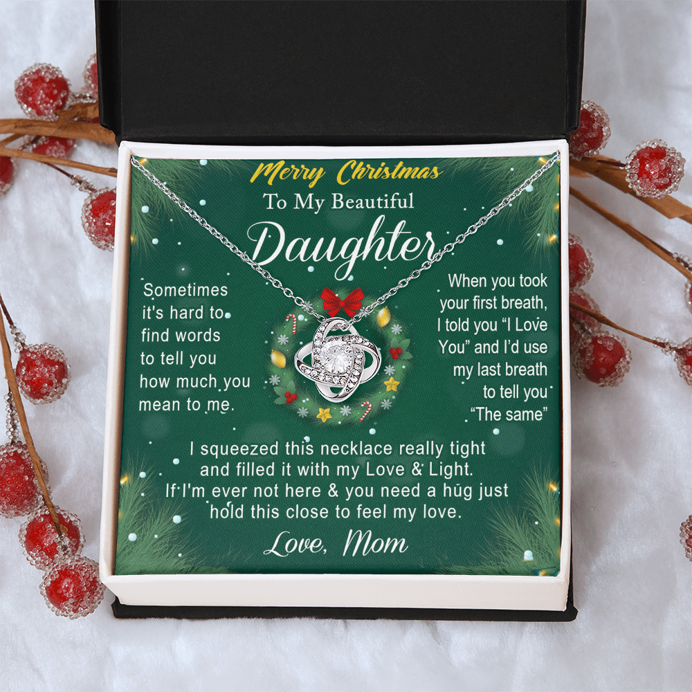 To My Beautiful Daughter Gift Necklace From Mom, Merry Christmas  Necklace For Daughter, Necklace for Christmas Daughter, Little Girl, Gift Pendant Mother And Daughter Jewelry Gift For Girls