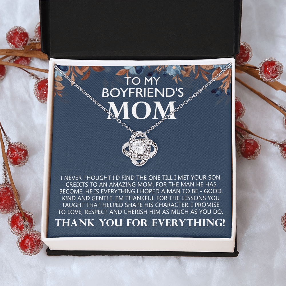 Boyfriend's Mom Gift Necklace, To My Boyfriends Mom Necklace From Girlfriends, Love Knot Necklace Gift For Boyfriends Mom, Jewelry For Boyfriend's Mom, Mothers Day Necklace For Boyfriends Mom