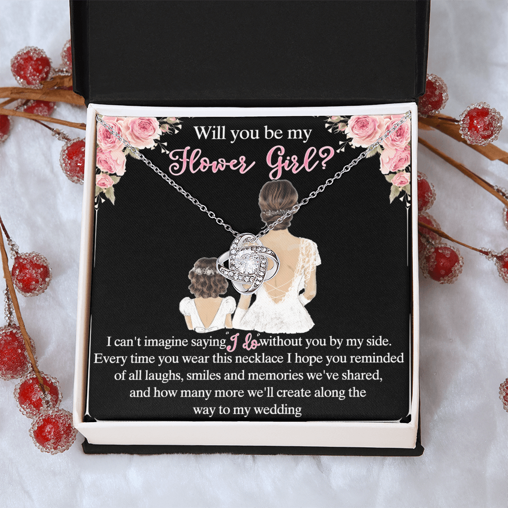 To My Daughter Love Knot Necklace From Mom And Daughter Pendant Gift For Daughter Will You Be My Hower Girl From Mother To Daughter Jewelry Gift For Girls, Daughter On Your Wedding Day Necklace Gift