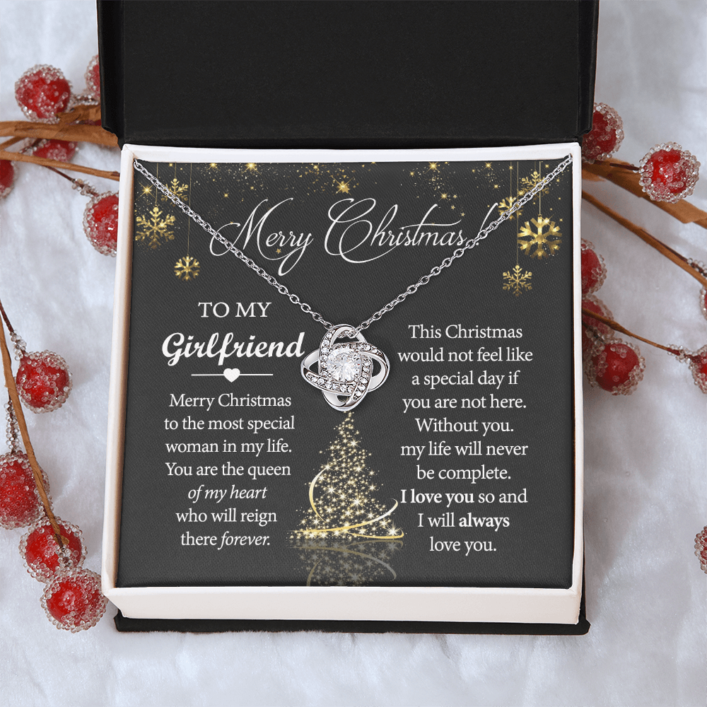 Merry Christmas Necklace For Girlfriend, To My Girlfriend Gift Love Knot Necklace From Boyfriend, Husband, Girlfriend Gift Necklace - Love Knot Pendant Gift For Girlfriend, Soulmate Gift Necklace
