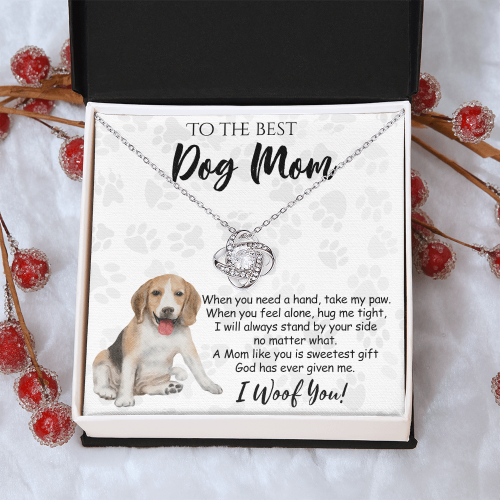 To The Best Dog Mom Knot Lnot Necklace From Daughter Mother's Day Necklace Gift, A Mom Like Beagle Gift Necklace And Message Card Jewelry Gift For Women, Dog Lovers, Beagle Dog Mom Necklace