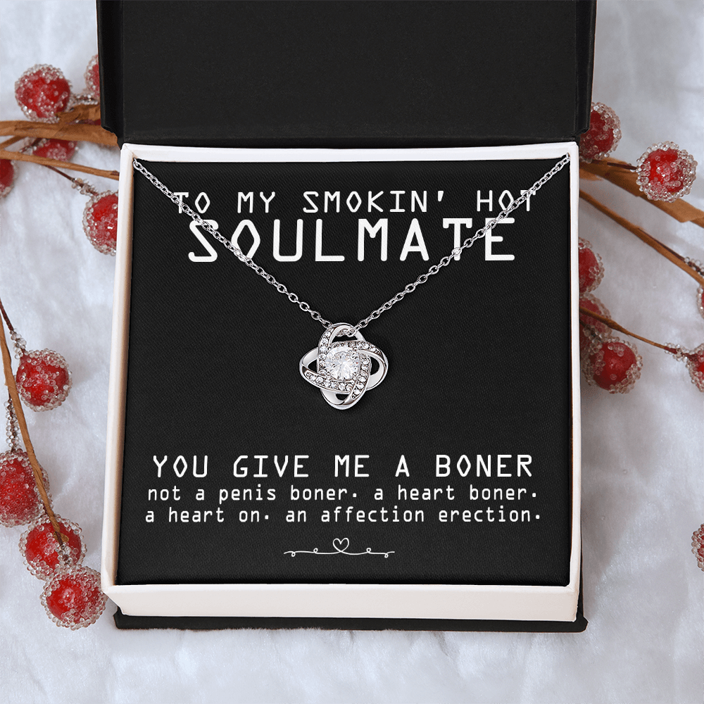 To My Smokin' Hot Soulmate Necklace From Husband, Boyfriend To Soulmate Gift for Fiancee Wife Smokin' Hot Birthday Present Xmas Gift Necklace for Her Romantic, Girlfriend Gift Necklace Message