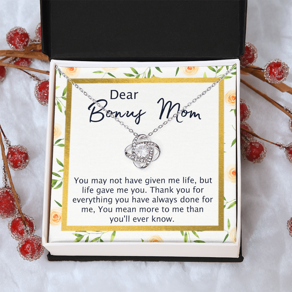 To My Bonus Mom From Bonus Daughter, Mother Daughter Necklace Gift For Her, Thank You For Everything Dear Bonus Mom, Step Mom Gift Necklace On Mother's Day, Anniversary, Birthday, Jewelry For Women