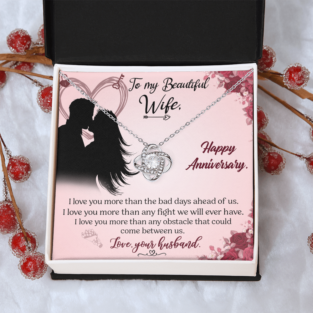 To My Beautiful Wife Necklace From Husband Valentines Day Necklace Gift For Wife Soulmate Gift Necklace Personalized Gift Jewelry For Women, Romantic Gift Necklace, Happy Anniversary Necklace