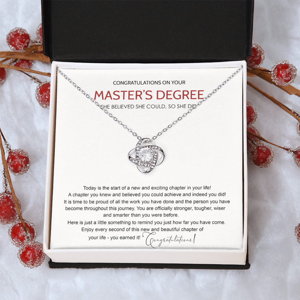 Master's Degree Gift Necklace, Graduation Gift Necklace For Masters Student, Graduation Class Of 2026 Love Knot Necklace, Congrats Graduation Pendants Gift For Daughter, Granddaughter, Niece