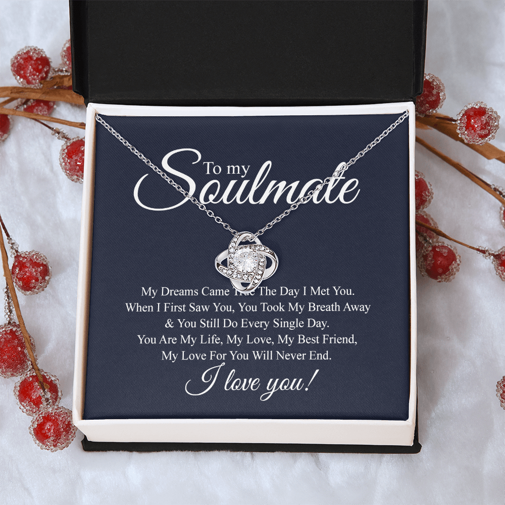 To My Soulmate Love Knot Necklace From Futture Husband To Wife Girlfriend Soulmate Gift Love Knot Pendant On Valentines Day Christmas Necklace for Her Romantic My Dreams Jewelry Gift For Women