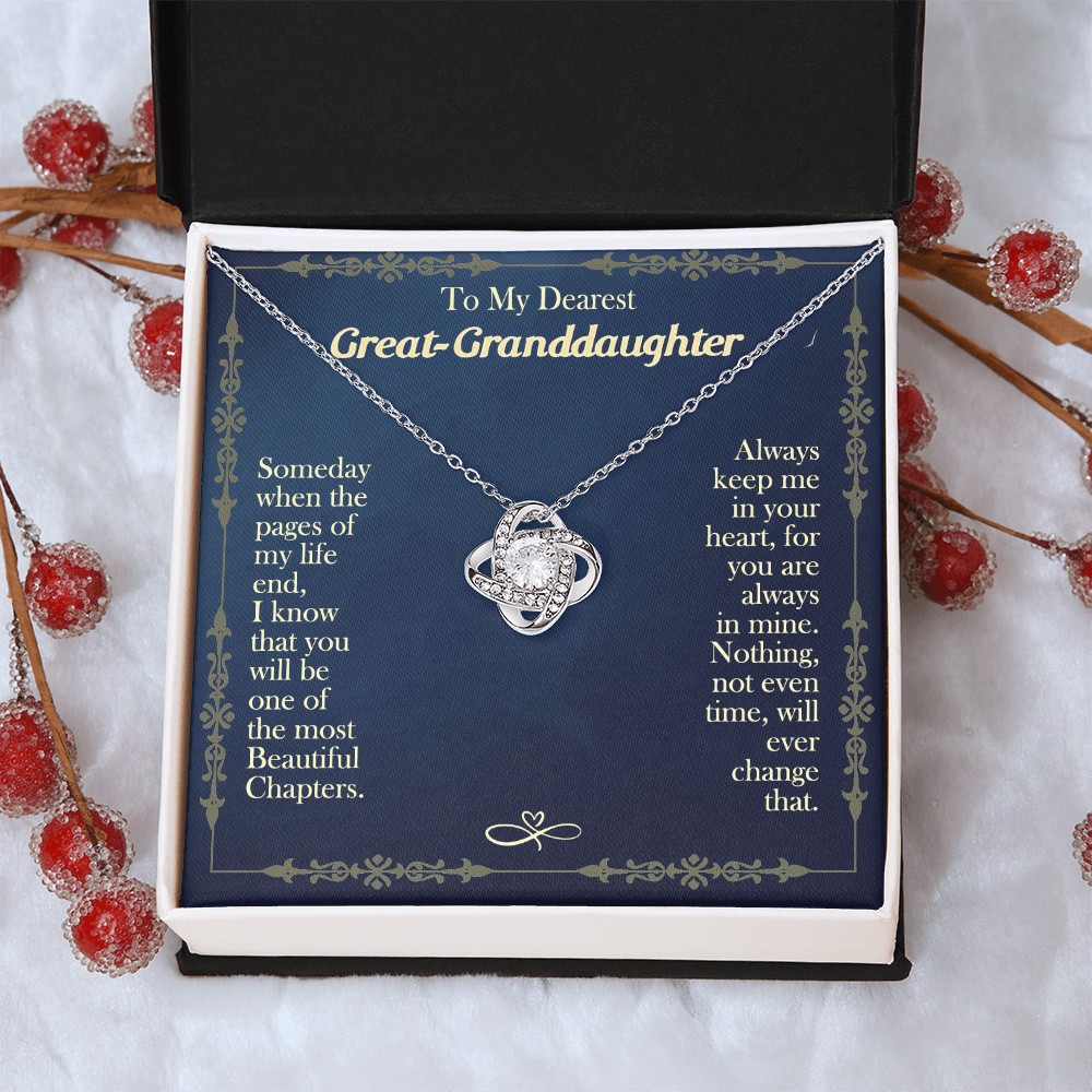 Granddaughter Gifts Necklacce from Grandma - To My Dearest Great Granddaughter Love Knot Necklace from Grandma Jewelry Gift for Girls, Granddaughter Pendant Necklaces gifts Birthday Graduation Gift