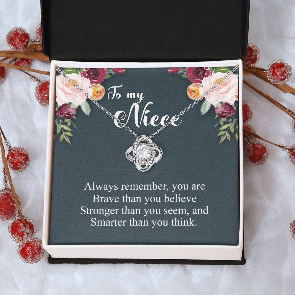 To My Niece Pendant Gift Necklace From Aunt, Niece Confirmation, Niece Birthday With Message Card and Gift Box Niece Necklace Gift from Aunt or Uncle You Are Braver, Smarter, Stronger Jewelry