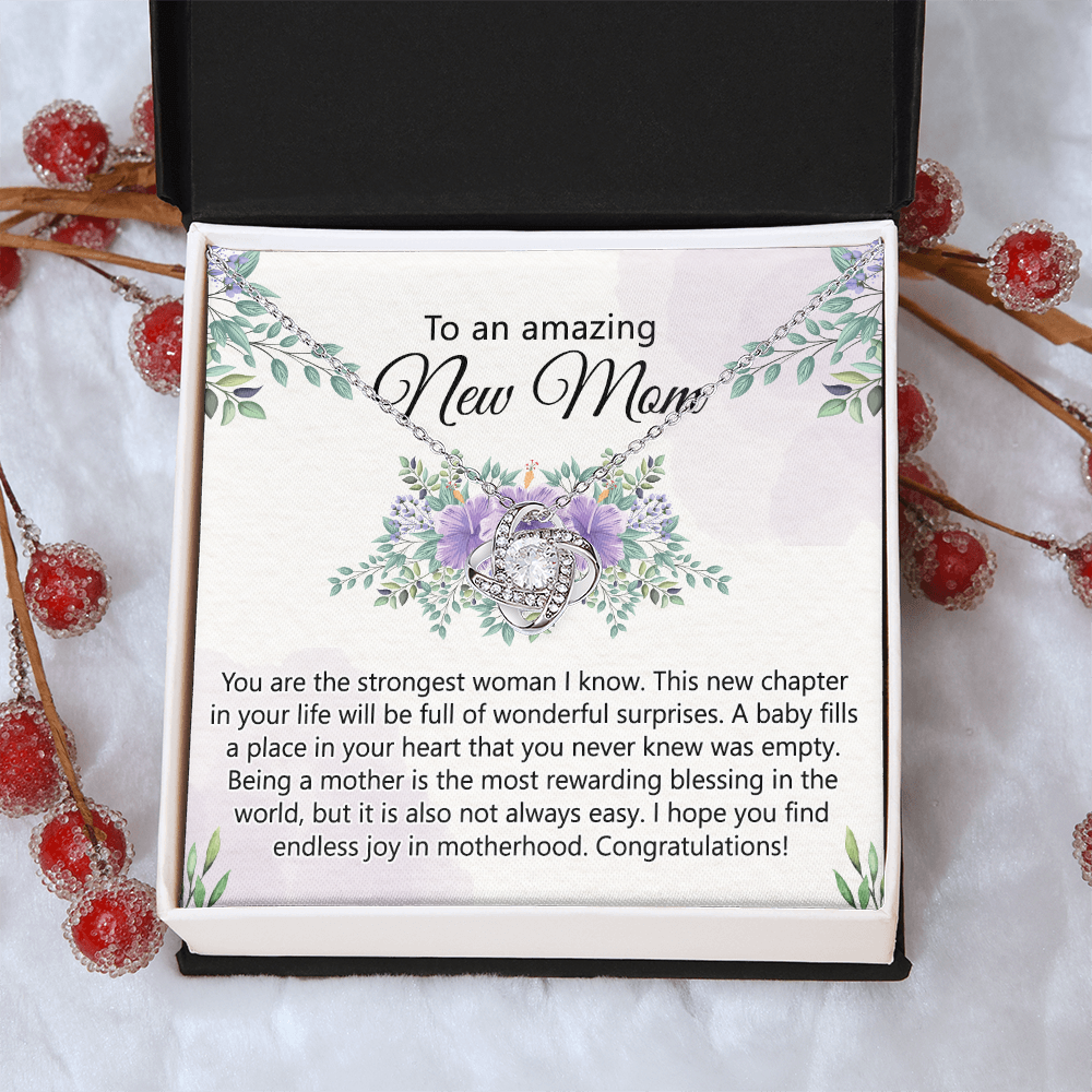 To An Amazing New Mom Necklace From Daughter, Mother's Day Necklace, First Mother's Day Jewelry Gift For Mom To Daughter Gift Mother's Day Love Knot Necklace Gift for Mom, New Mom Jewelry for Mom