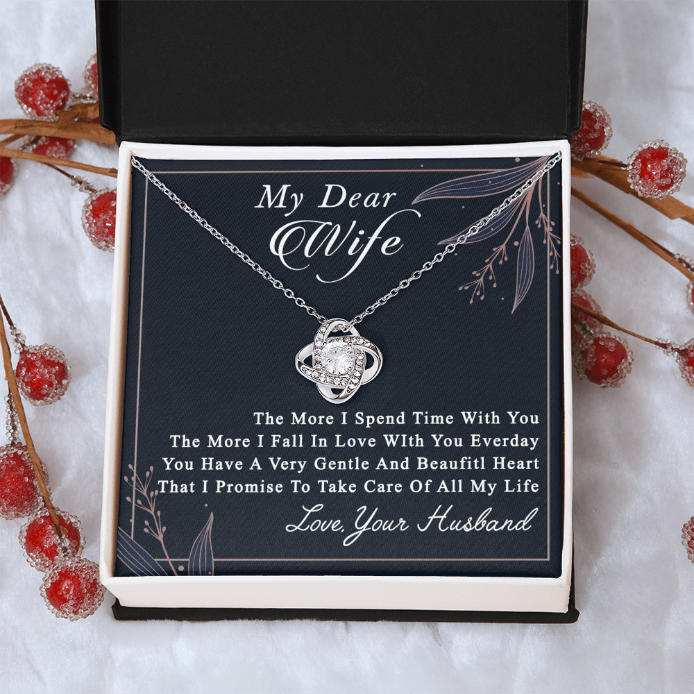 Dear Wife Necklace From Husband, Love, Your Husband Necklace Gift For Wife, Soulmate Gift Necklace, To My Wife Love Knot Necklace, Jewelry Gift For Women Girlfriend Gift Necklace, Dear Wife Pendant