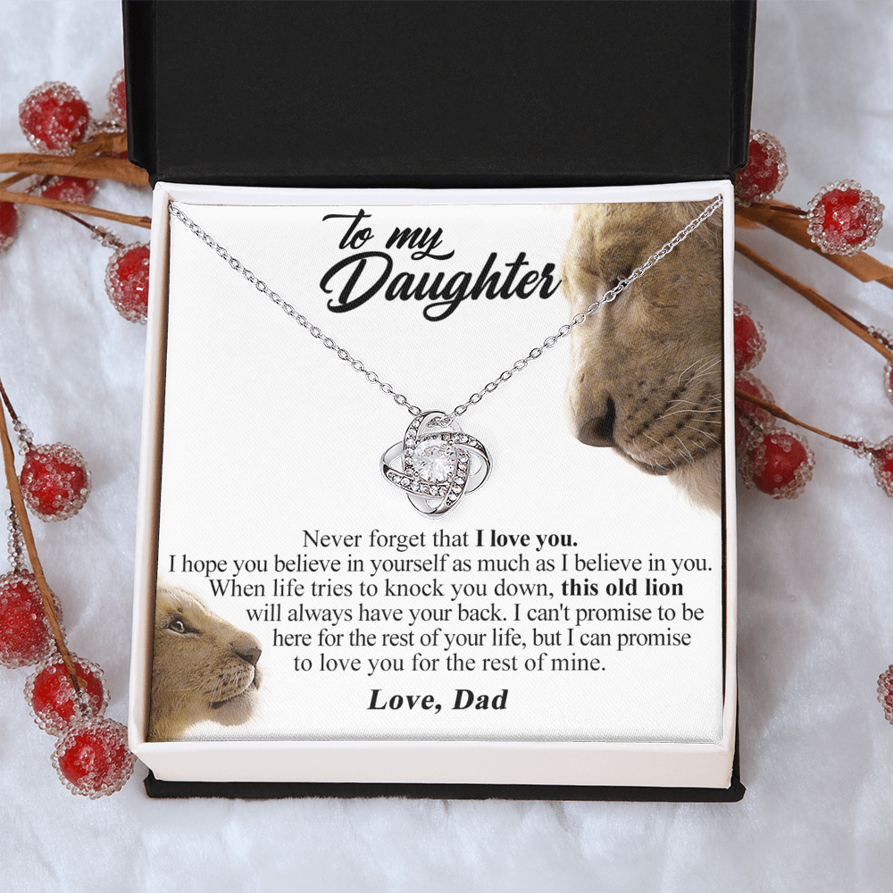 Daughter and Bonus Daughter Gift Necklace, To My Daughters Necklace Love Knot Jewelry Gift From Dad Step Dad Mom Step Mom For Birthday, Graduation Gift, Thanksgiving and Christmas For Daughter