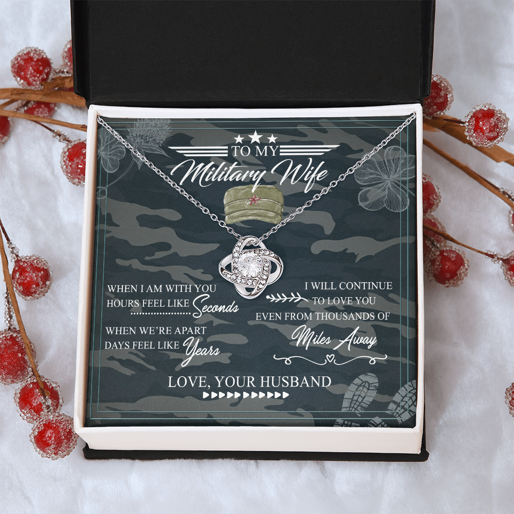 Military Wife Gift Necklace, Husband And Wife Love Knot Necklace, To My Military Wife Necklace From Husband - Veteran Necklace Gift For Wife, Jewelry Gift For Women, Soulmate Gift Necklace