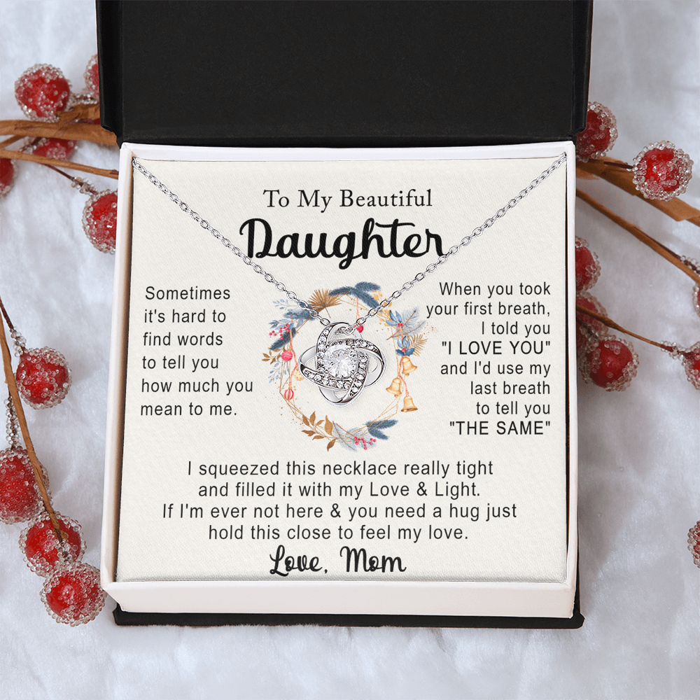 Personalized Necklace With Message Card And Box, Jewelry Custom Card For Daughter, To My Beautiful Daughter Necklace From Mom, Mother To Daughter Pendant From Mom Jewelry Gift For Girls