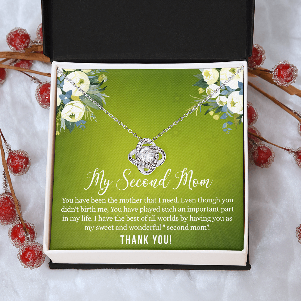 Second Mom Necklace, To My Second Mom Love Knot Necklace Gift From Daughter, Mother And Daughter Gift Necklace Personalized Gift Necklace For Mom, Thank You Love Knot Necklace Gift For Women