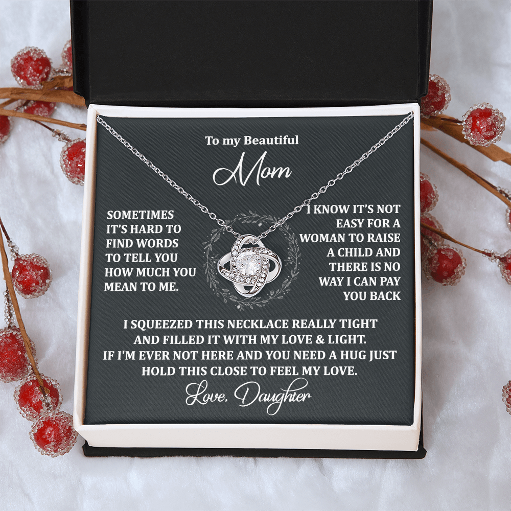 To My Beautiful Mom Necklace Gift From Daughter, Jewelry For Women Pay you Back