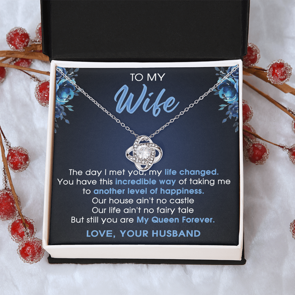 To My Wife Necklace From Husband Pendant Gift For Wife, Wife Gift Necklace, Husband To Wife Gift Love Knot Pendant From Men Jewelry Gift For Women, Soulmate Gift Necklace My Queen Forever Necklace