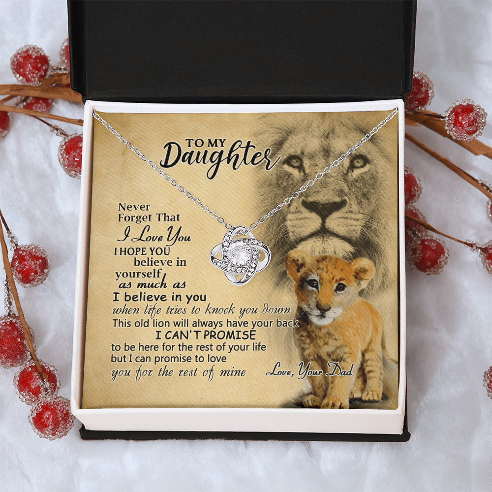 Daughter Gifts Necklace from Lion Dad to Daughter, Father Daughter Necklace, To My Daughter Lion Love Knot Necklace Gift Dad And Daughter Necklace Gift on Birthday Gift Anniversary Graduation Gift