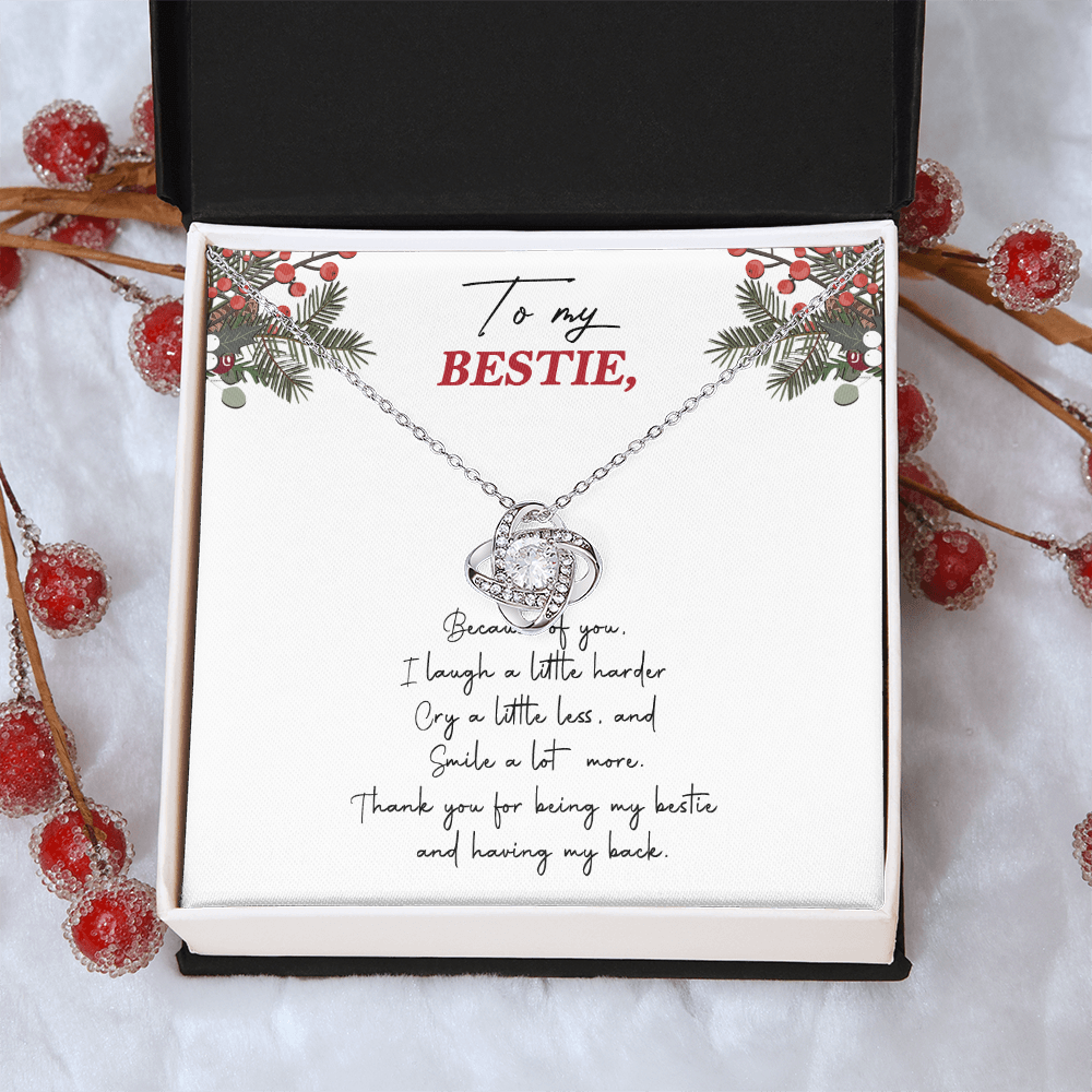 Gifts Necklace For Besties, To My Besties Love Knot Necklace From Friend, Man Because Of You Gift Necklace, Long Distance Best Friend Necklace, Besties Necklace Jewelry Gift For Girls, Her
