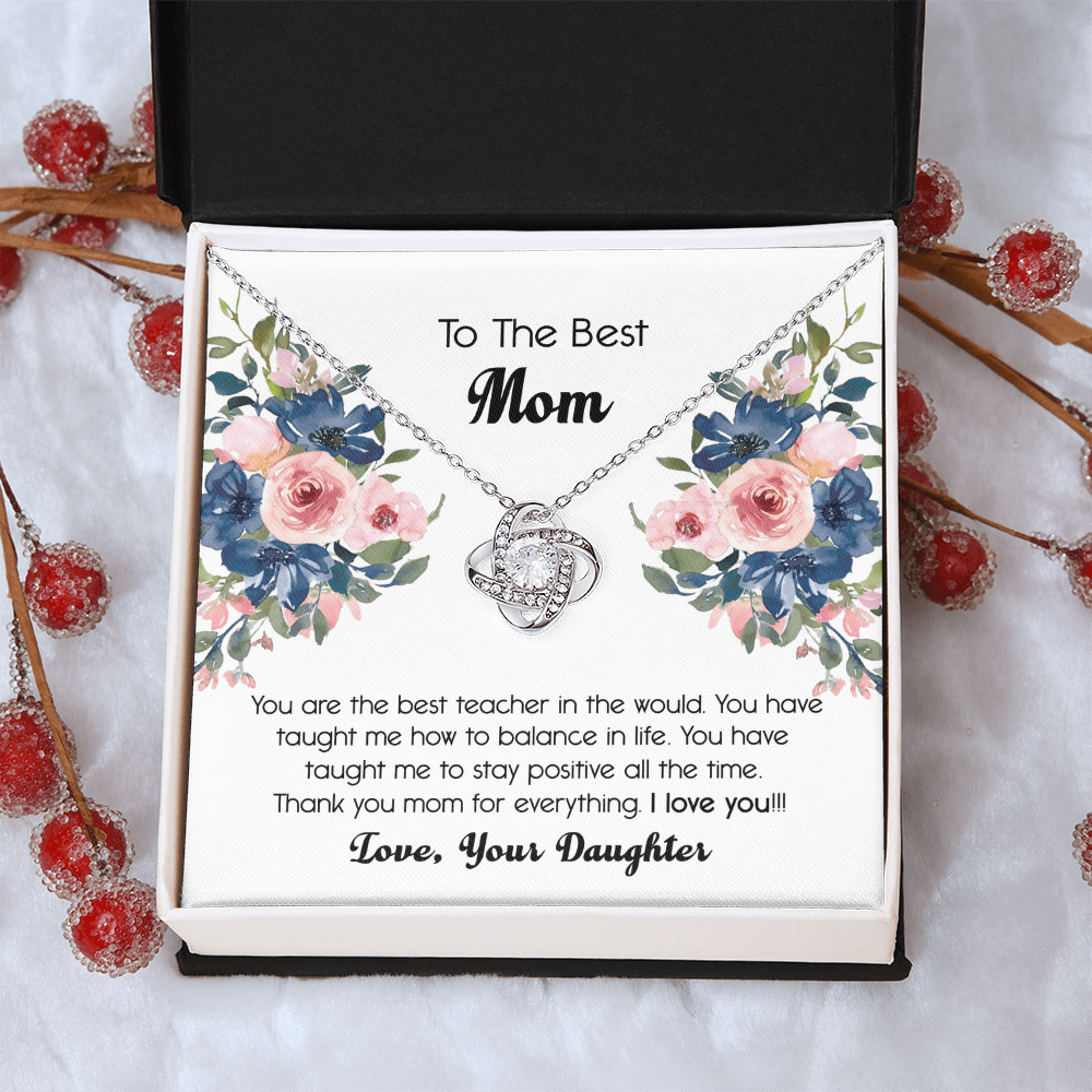 Thank You For Mom Necklace Gift For Mom, To The Best Mom Necklace From Daughter, Mother And Daughter Love Knot Necklace Gift On Mother's Day Anniversary, Birthday Gift Christmas, Jewelry For Women