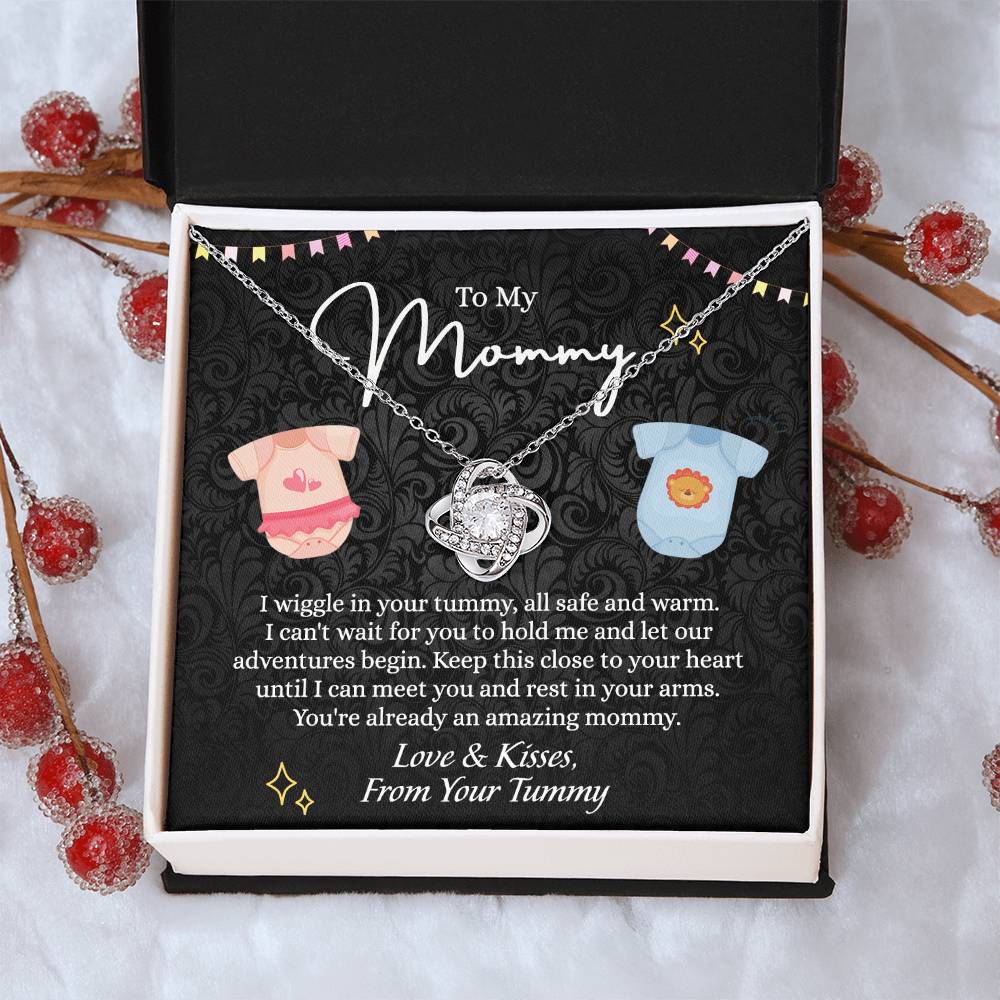 To My Mommy Love Knot Necklace, Mommy Gifts Necklace from Baby, Mommy Gift Necklace from Baby to Mom On Birthday, Gifts for Mom from Baby, New Mom Gift From Husband, New Mom Jewelry Gift For Wome