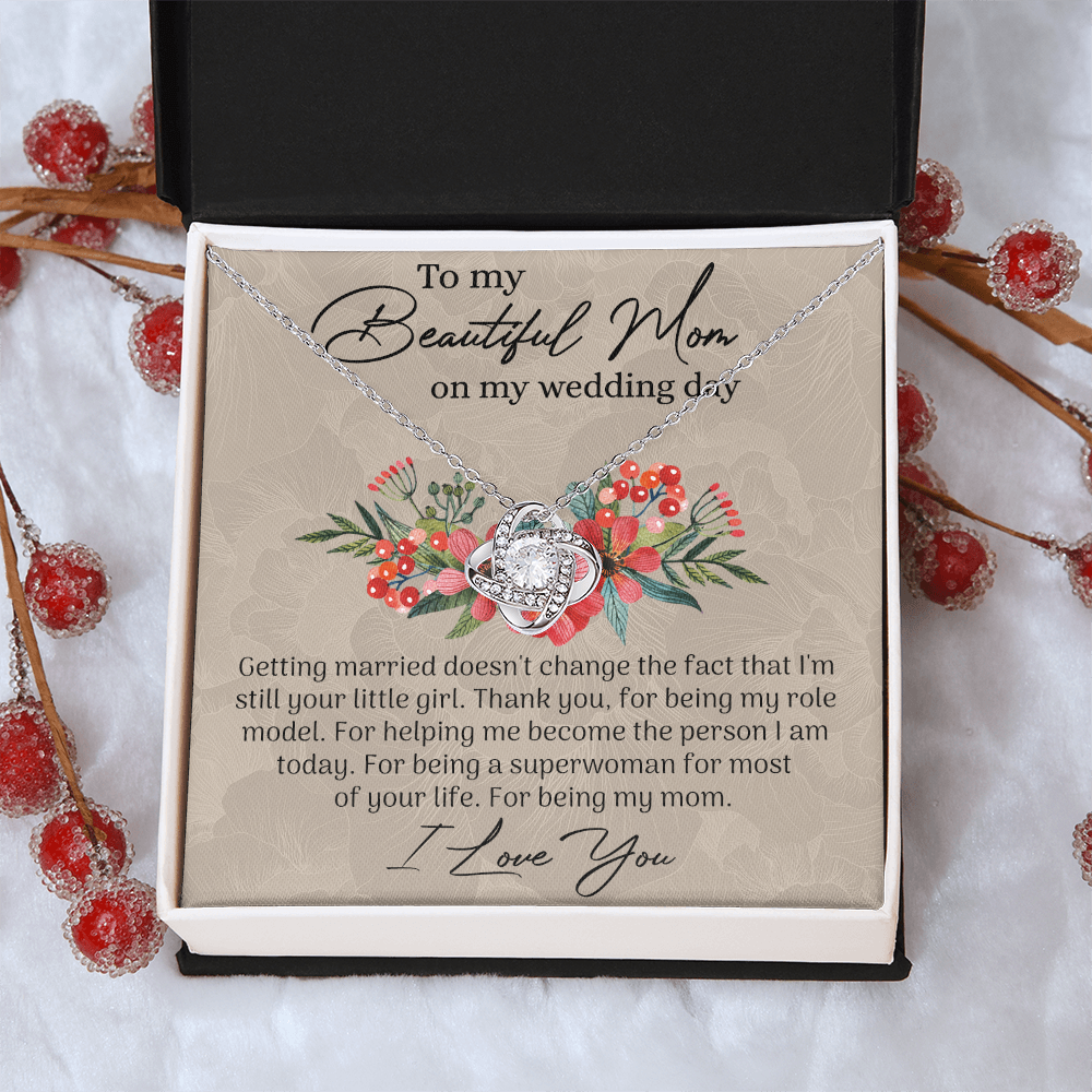 To My Beautiful Mom Necklace, Mom Wedding Gift Necklace from Bride, To My Beautiful Mom On My Wedding Day Necklace Mother of the Bride Gift Necklace Wedding Gift Necklace for Mom, Bride to Mom Gift