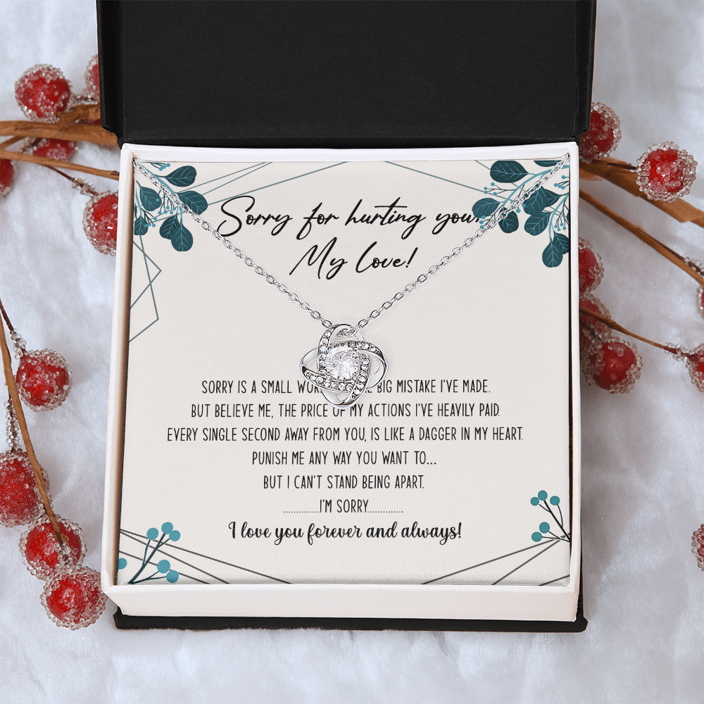 Sorry For Hurting You My Love Necklace Gift From Boyfriend, Husband, I'm Sorry Gift Necklace To Girlfriend, Soulmate Necklace, Wife I Love You Forever And Always Necklace, My Love Knot Necklace