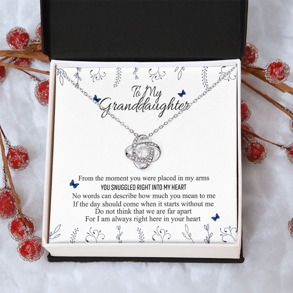 Love Knot Necklace Granddaughter Gifts From Grandma Grandpa - To My Granddaughter Necklace Card Message Gifts For Granddaughter With Inspirational Quotes, Jewelry Gift For Girls, Granddaughter Gift