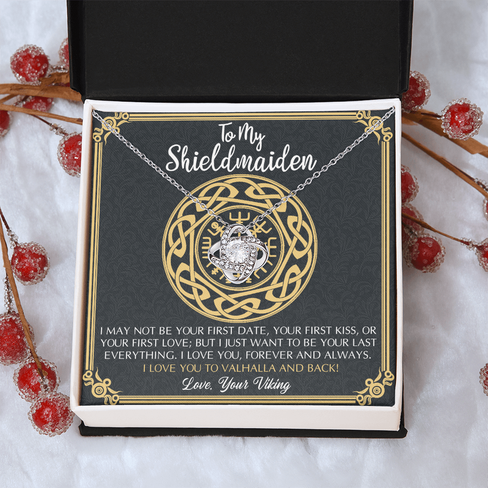 Personalized Gift Necklace, To My Shieldmaiden Necklace From Viking, I Love You to Valhalla and Back Viking Necklace Jewelry Gift For Women Wife Girlfriend Anniversary Customized Message Card