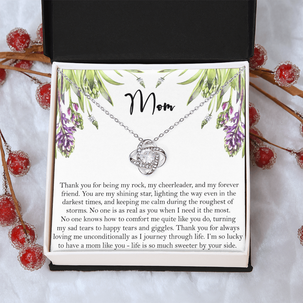 Thank You Mom Gift Necklace, To My Mom Love Knot Necklace Gift From Daughter And Mother Love Knot Pendant Gift For Mom, Bonus Mom Gift Necklace Thank You Pendant Gift For Mom, Jewelry Gift For Women