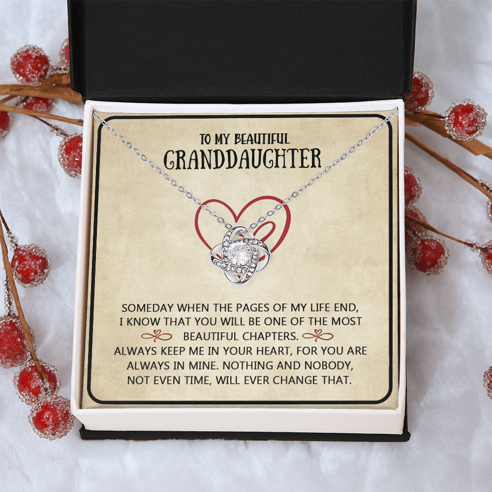 Granddaughter And Grandma Necklace, Love Knot Necklace For Granddauhter - To My Beautiful Granddaughter Necklace From Grandma, Beautiful Chapters Granddaughter Gift Necklace Jewelry To Granddaughter