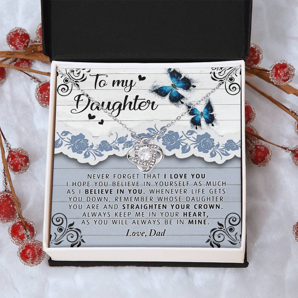 To My Daughter Necklace from Dad Father to Daughter Necklace, Pendant Gift Daughter Wedding Gift Necklace Present Graduation Gift Daughter Birthday Xmas Jewelry Gift For Girls Little Girl Necklace