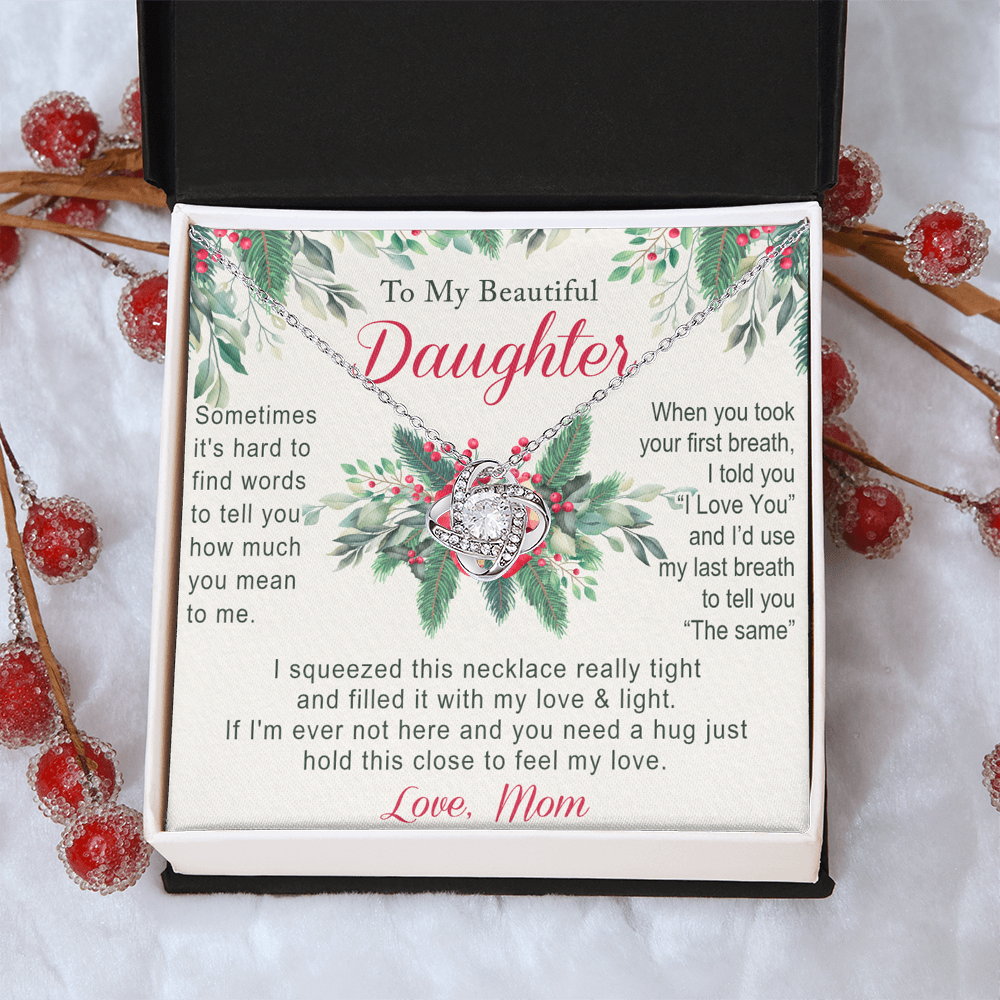 To My Daughter Gift Necklace from Mom Necklace for Daughter Present for Daughter Christmas Day Gift Christmas Necklace Pendant Jewelry for Daughter Christmas Card Jewelry Gift For Girls Little Girl