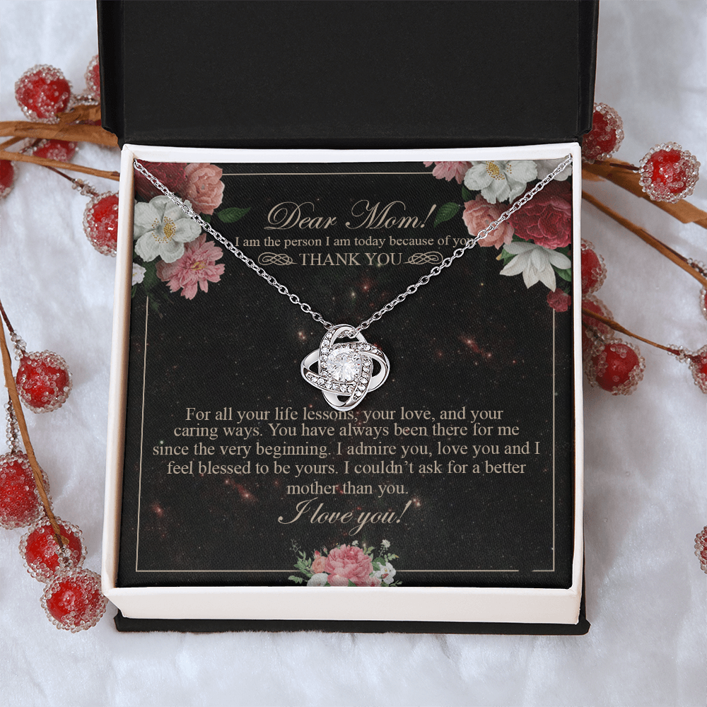 Meaningful Gift To Mom, Thank You Card For Mom, To My Mom Necklace From Daughter, I Love You Necklace For Mom, To Mom Love Knot Necklace, Jewelry For Mom On Birthday Gifts Mothers Day, Anniversary