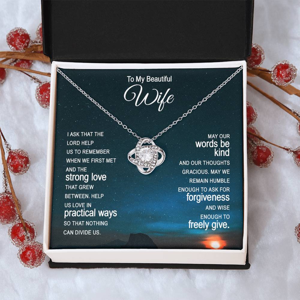 Beautiful Wife Gift Necklace, To My Wife Necklace From Husband, Wife Love Knot Necklace From Husband, Jewelry Gift For Women Badass Wife Gift Necklace, Soulmate Gift Necklace, Strong Love Pendant
