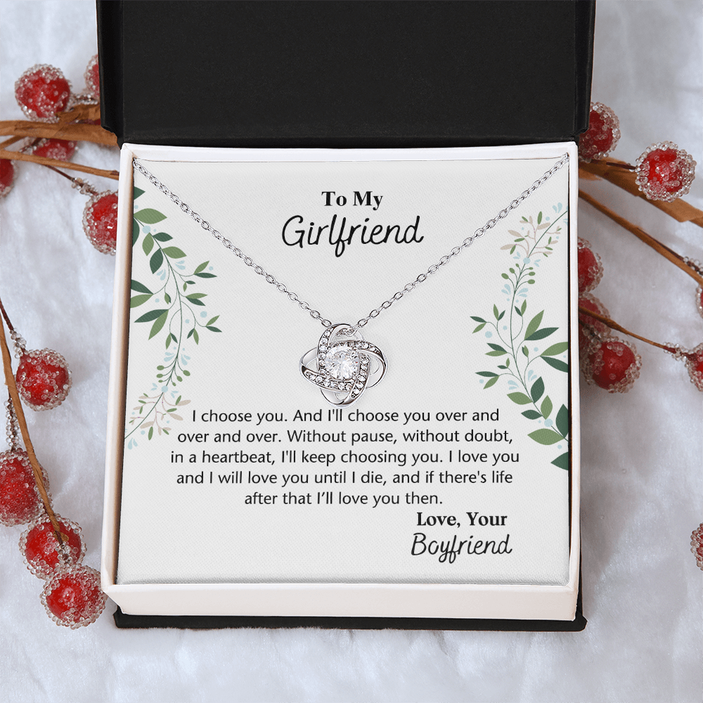 To My Girlfriend Necklace From Boyfriend, Husband, Gift Necklace For Girlfriend I Choose You Necklace - Love Knot Pendant Gift For Girlfriend, Soulmate Necklace To Girlfriend Jewelry Gift For Girls