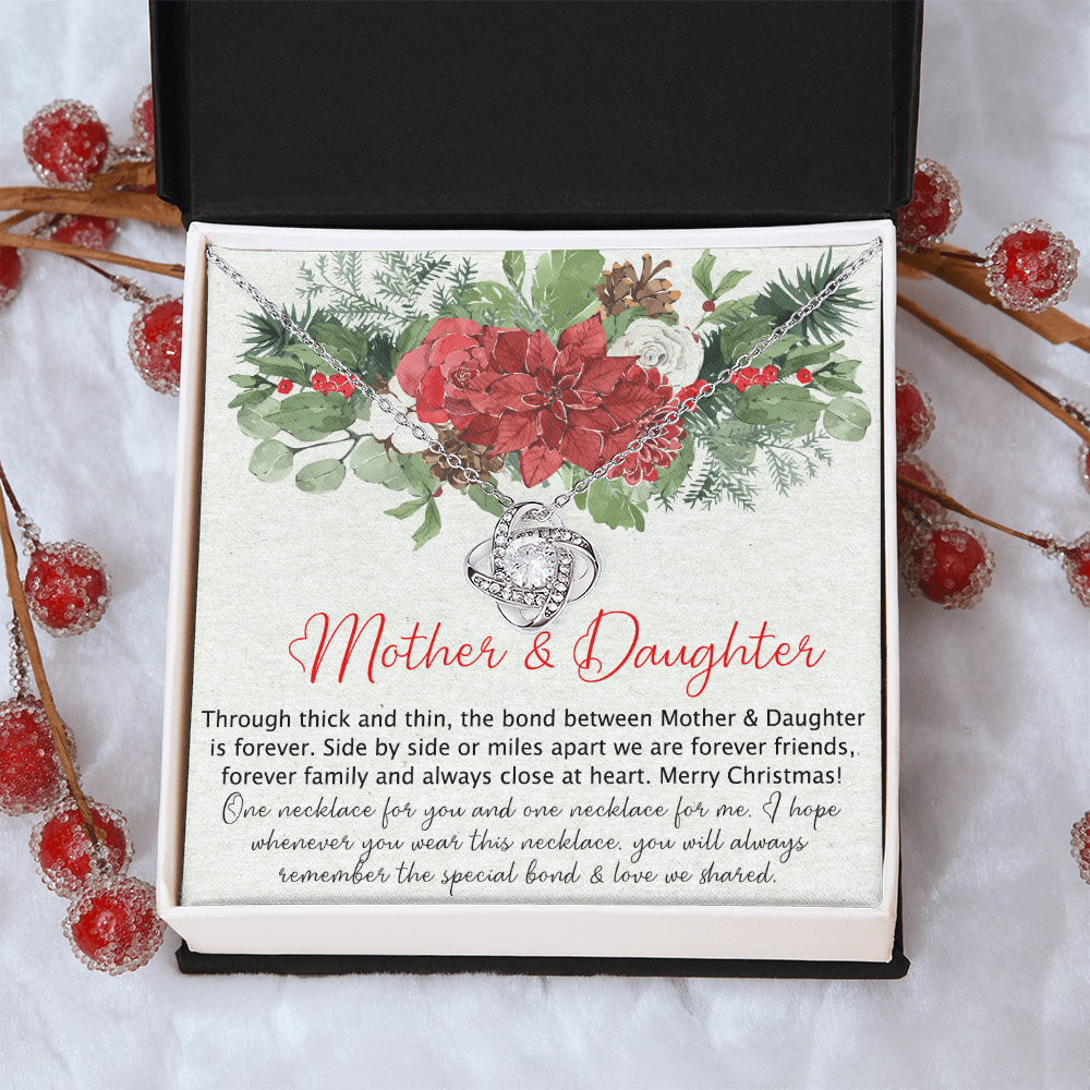 Mother And Daughter Gift Necklace, To My Mom Love Knot Necklace Gift From Daughter, Merry Christmas Necklace Gift For Mom, Mother To Daughter Gift Necklace, Jewelry Gift For Women, Mother Daughter