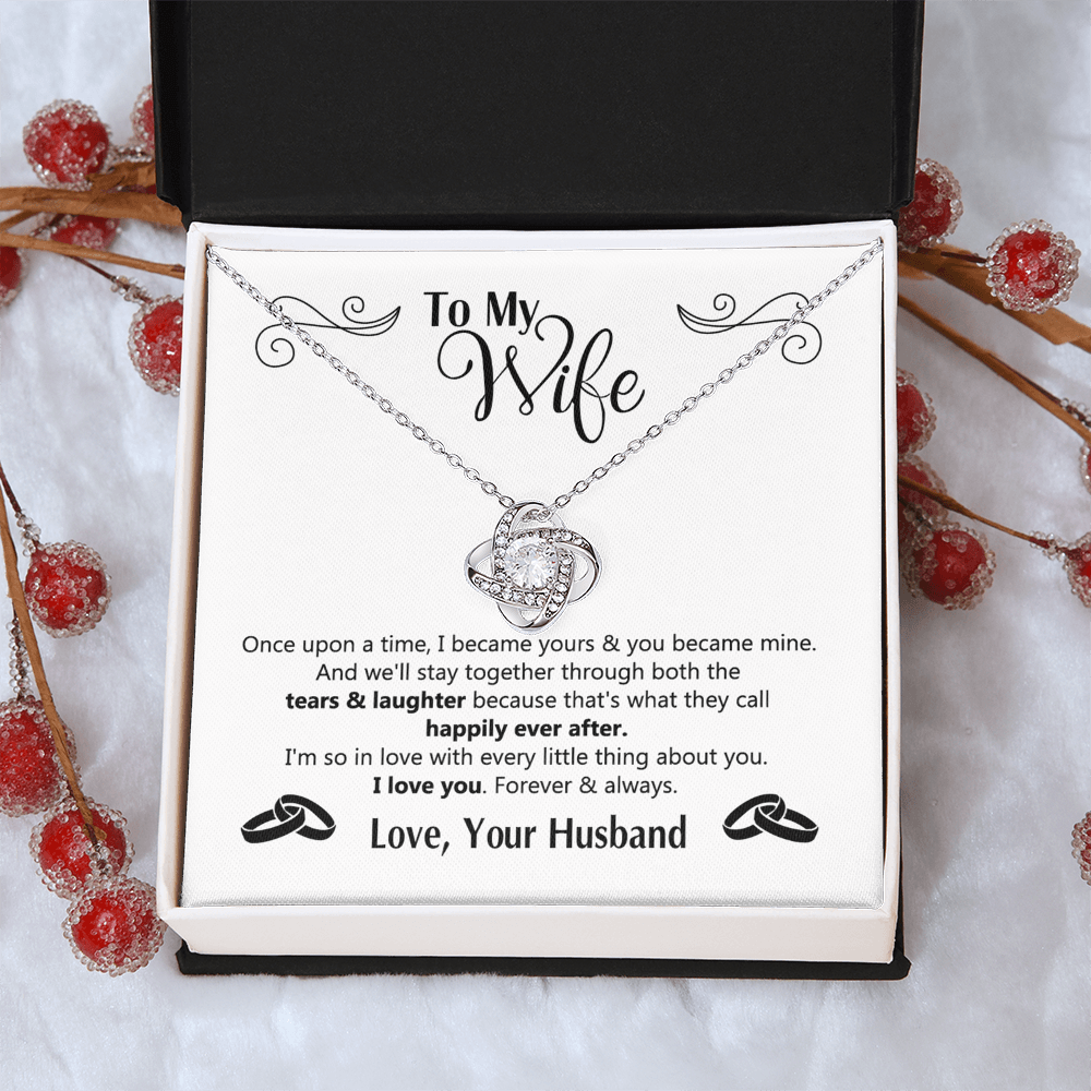 To My Wife Necklace Gift From Husband, Love Your Husband Love Knot Necklace Gift For Wife Soulmate Gift Necklace Girlfriend Husband To Wife Love Knot Pendant Jewelry Gift For Women, Woman Necklace