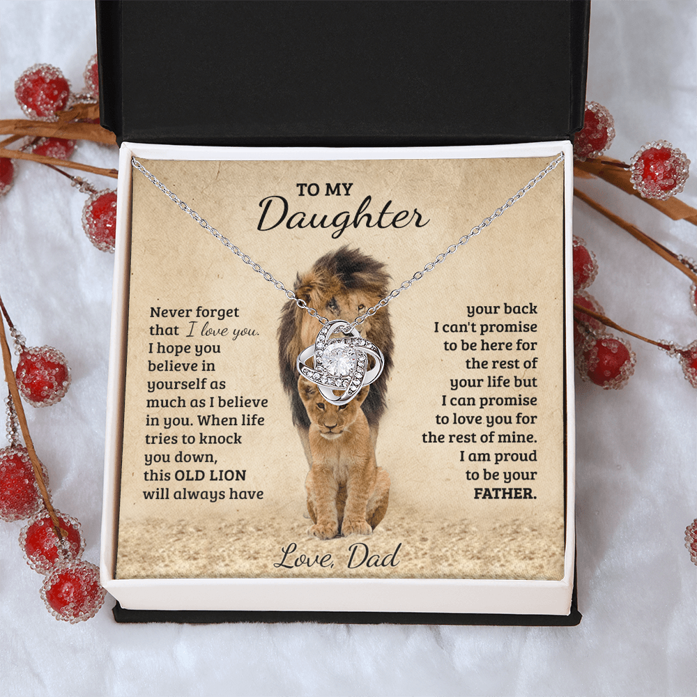 To My Daughter Gift Necklace from Dad Old Lion Your Back Believe Rest of Mine Personalized Chain Necklace Jewelry for Women Birthday Valentine Mother Jewelry Gift For Girls, Little Girl