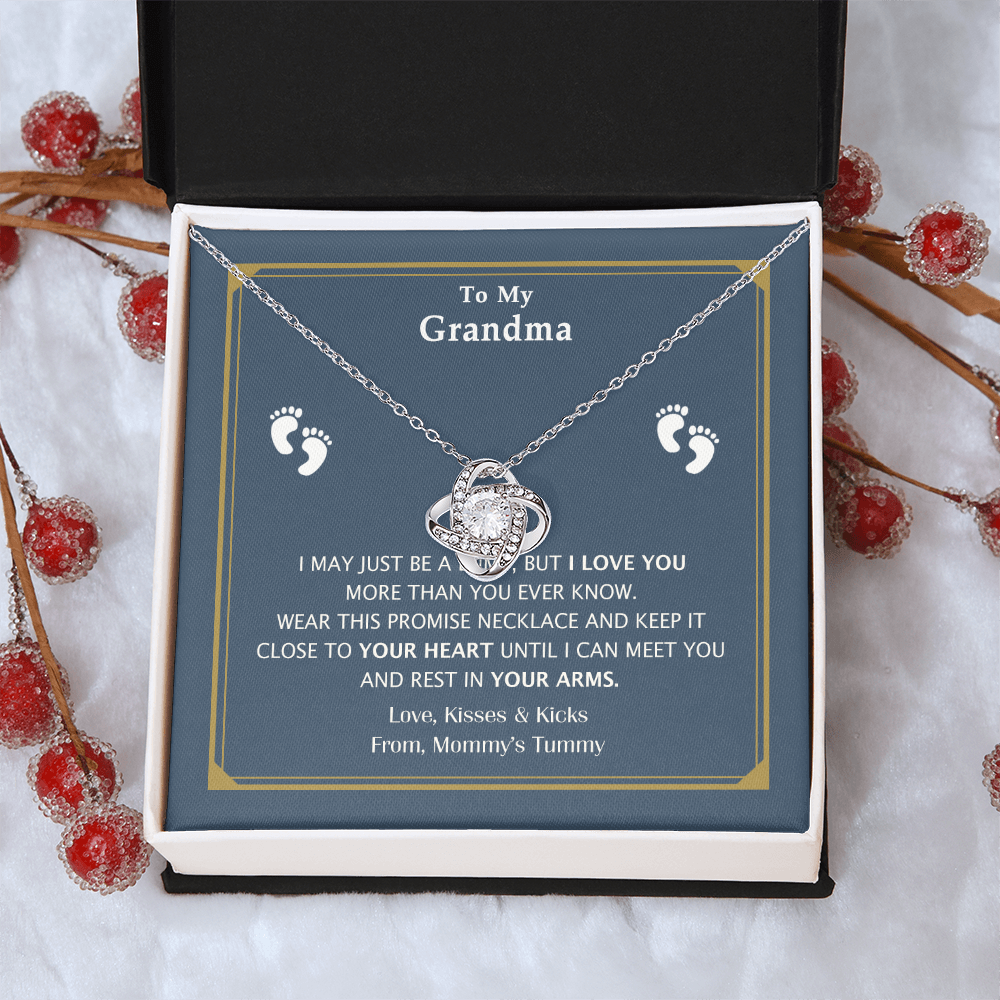 Grandma Gift Necklace From Mommy's Tummy - To My Grandma Love Knot Necklace From Granddaughter, Grandmother Grandma Necklace from Grandchildren Granddaughter - Jewelry Gift for Women, Grandma Gift