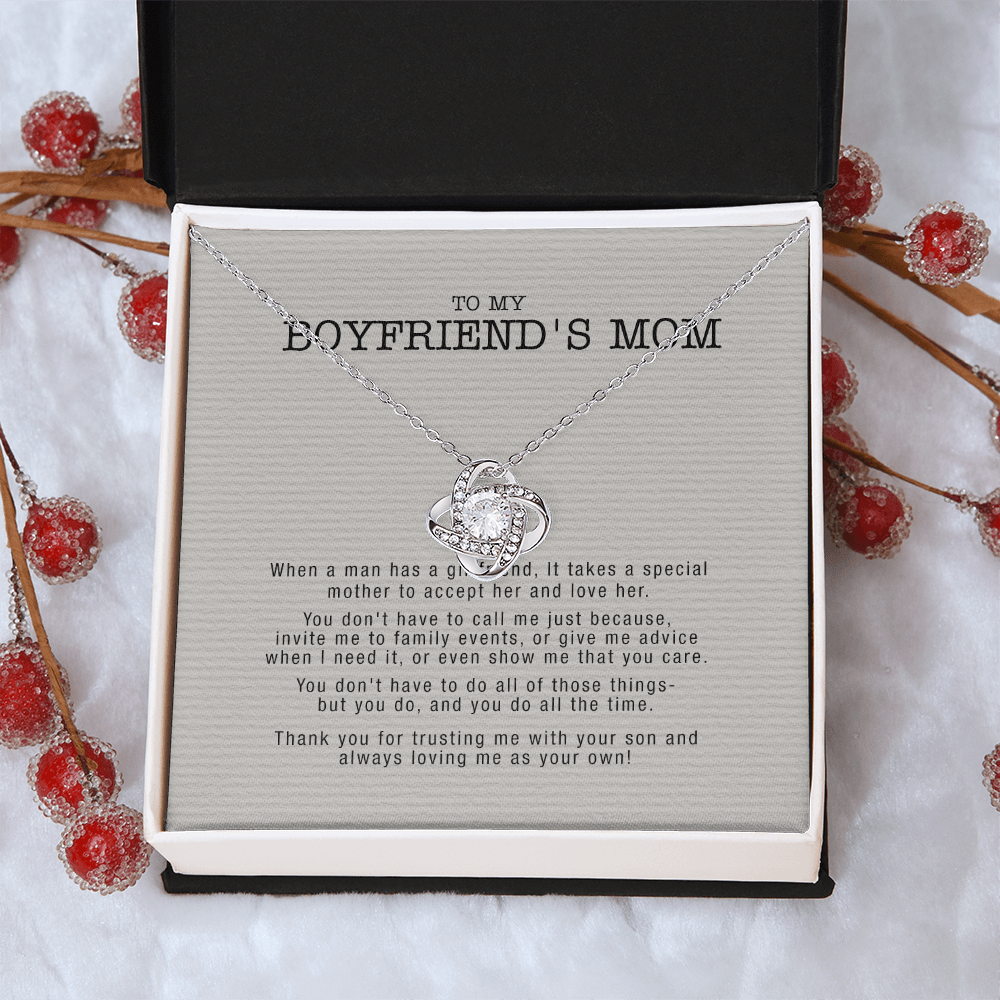 Gifts for Boyfriend's Mom Necklace, To My Boyfriends Mom Necklace, Boyfriend's Mom Gifts, Gifts For My Boyfriends Mom Love Knot Necklace From Man, Boyfriends Mom Christmas Necklace Mother's Day