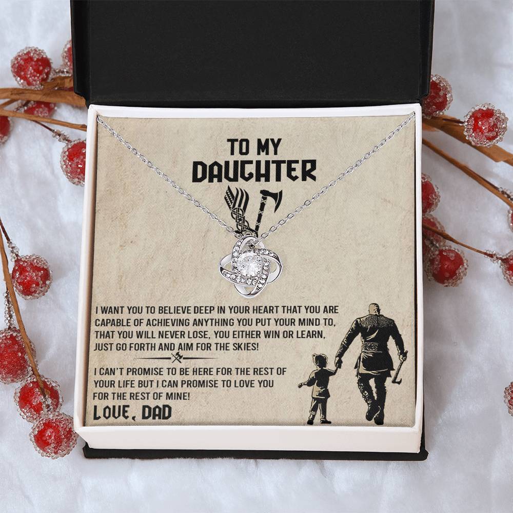 To My Daughter  Necklace from Viking Dad, Baby Girl Necklace Support Breath Be There Love Knot Chain, Personalized Gift Chain Necklace Jewelry for Women Gift On Birthday, Christmas Graduation Gift