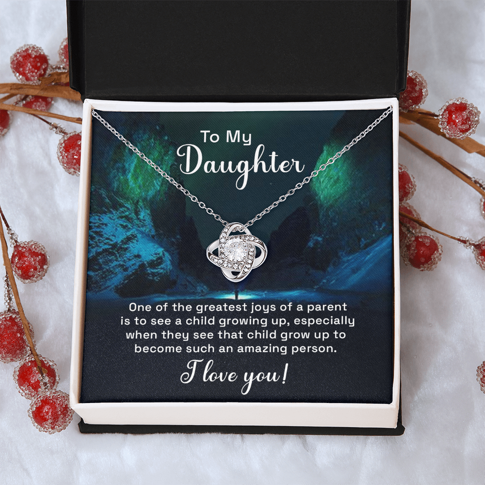 To My Daughter Love Knot Necklace From Parent, Daughter Gift Necklace From Mom, Step Daughter Necklace, Gift Necklace For Stepdaughter, Bonus Daughter Gifts, Step Daughter Gifts Love Knot Necklace