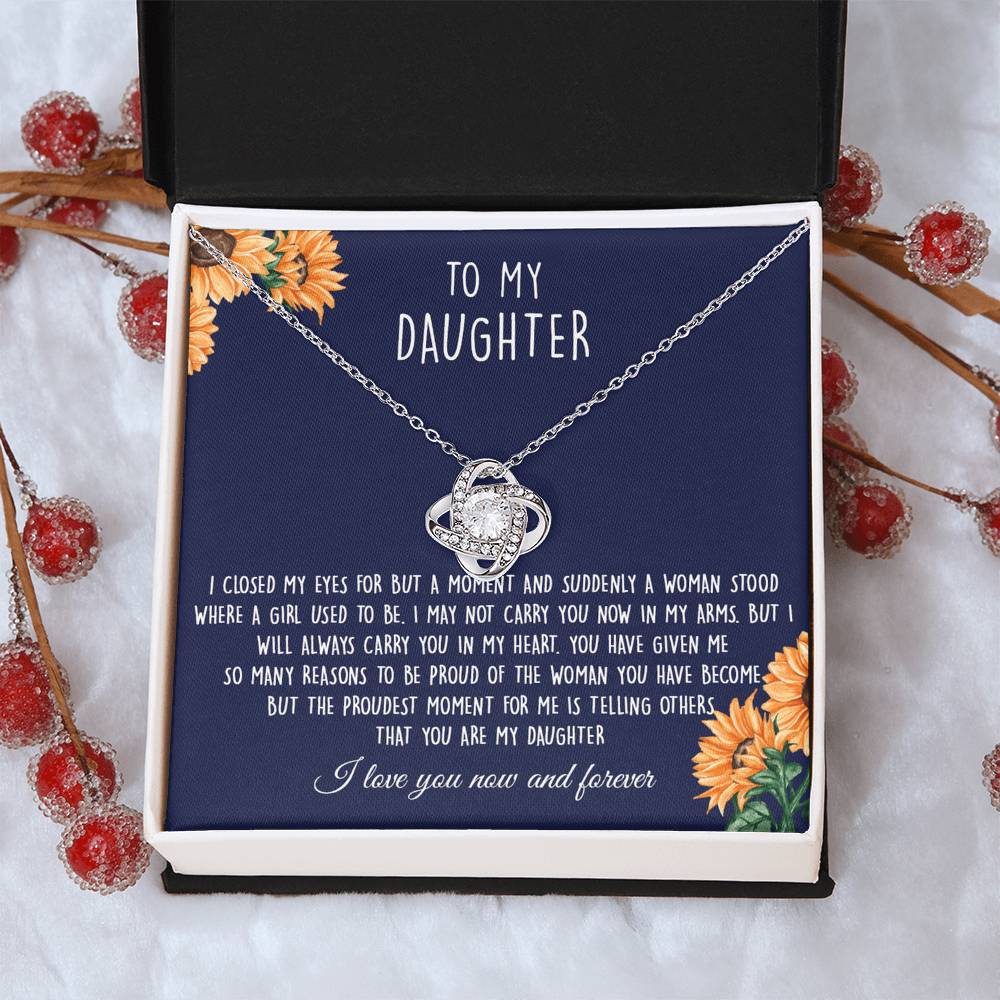 Gift Necklace For Daughter, To My Daughter Love Knot Necklace From Mom - I Love You Now And Forever Necklaces For Daughter From Mom And Dad Daughter Necklace,vSuddenly A Woman Jewelry Gift For Girls