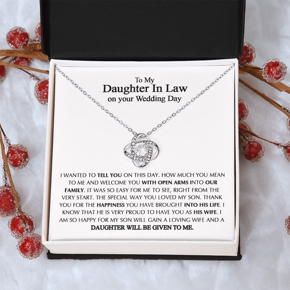 To My Daughter-In-Law On Your Wedding Necklace From Mother In Law, Daughter In Law Gift On Wedding Day, Future Daughter In Law, Bride Gift From Mother In Law - Jewelry Gift For Girls, Little Girls