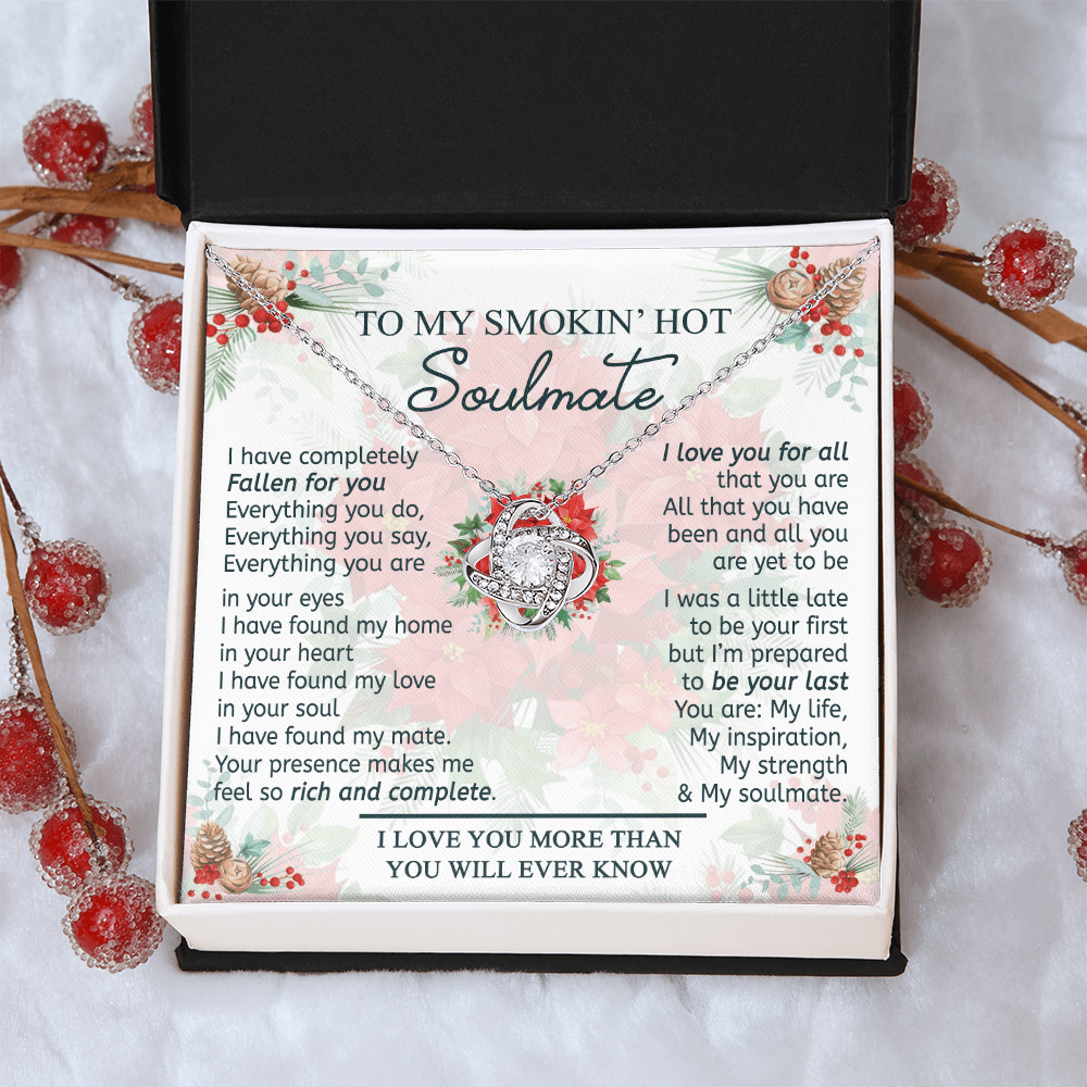 To My Smokin' Hot Soulmate Necklace From Husband, Jewelry Gifts For Women, My Wife Love You All Love Knot Pendant Gift For Soulmate, Personalized Gift Necklace for Future Wife Soulmate Gift